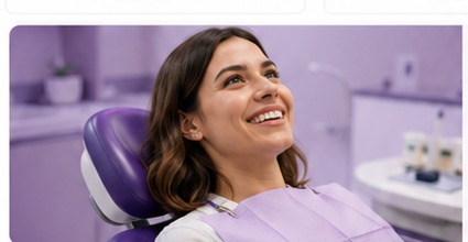 Paciente sorrindo durante atendimento odontológico